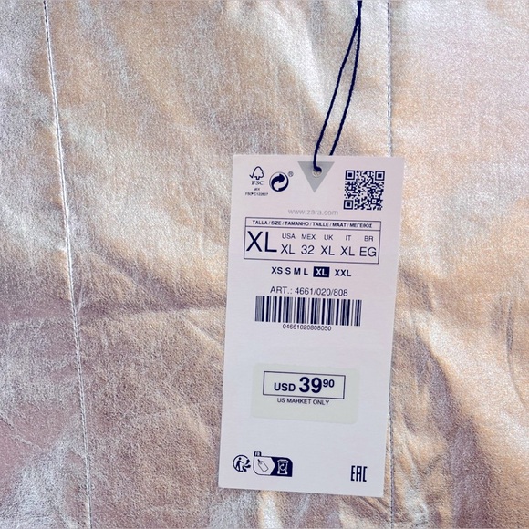NWT | Zara | Metallic Poplin Top - Picture 4 of 4